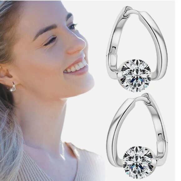 Lymphatic Germanium Magnetology Drainage Silver Electro-Plated Hoop Earrings - Picture 3 of 3